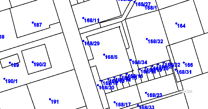 Parcela st. 168/5 v KÚ Františkov u Liberce, Katastrální mapa