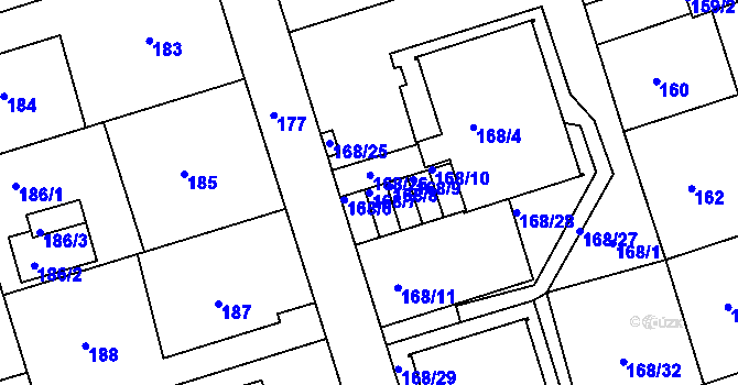 Parcela st. 168/7 v KÚ Františkov u Liberce, Katastrální mapa