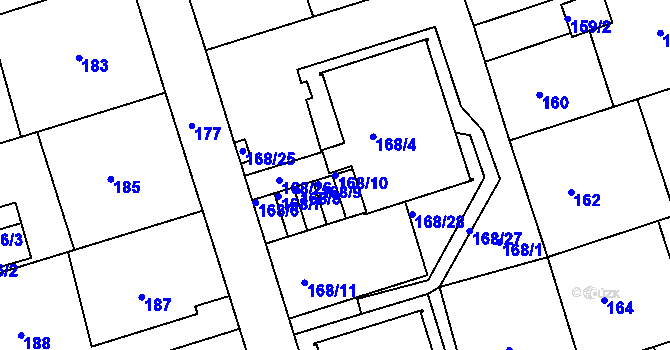 Parcela st. 168/10 v KÚ Františkov u Liberce, Katastrální mapa