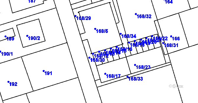 Parcela st. 168/13 v KÚ Františkov u Liberce, Katastrální mapa