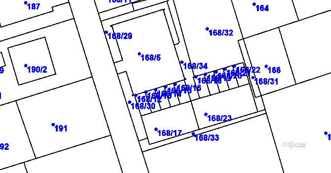 Parcela st. 168/15 v KÚ Františkov u Liberce, Katastrální mapa
