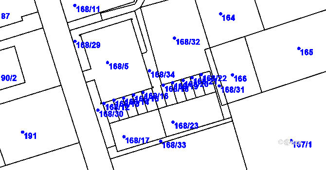 Parcela st. 168/18 v KÚ Františkov u Liberce, Katastrální mapa