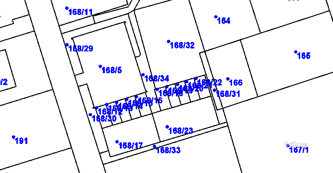 Parcela st. 168/19 v KÚ Františkov u Liberce, Katastrální mapa