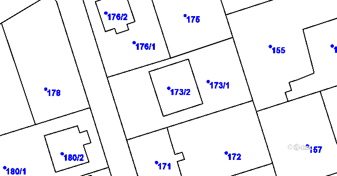 Parcela st. 173/2 v KÚ Františkov u Liberce, Katastrální mapa