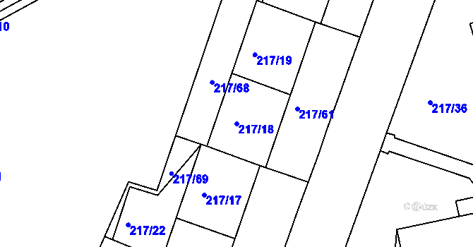 Parcela st. 217/18 v KÚ Františkov u Liberce, Katastrální mapa