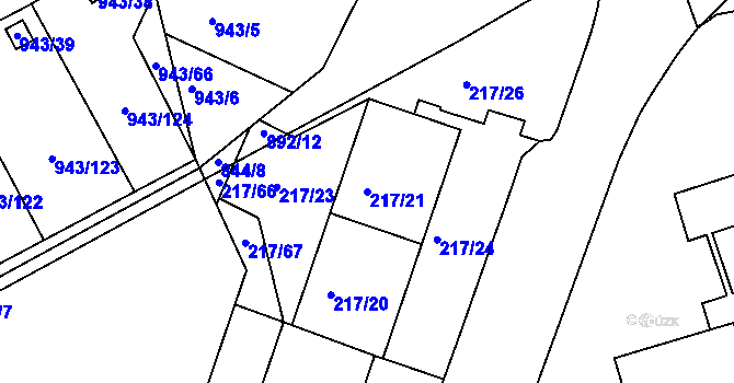 Parcela st. 217/21 v KÚ Františkov u Liberce, Katastrální mapa