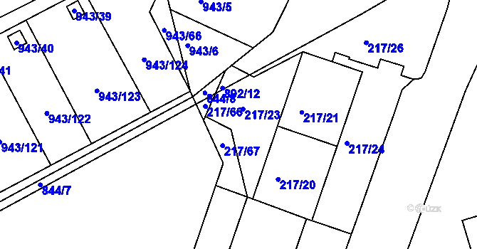 Parcela st. 217/23 v KÚ Františkov u Liberce, Katastrální mapa