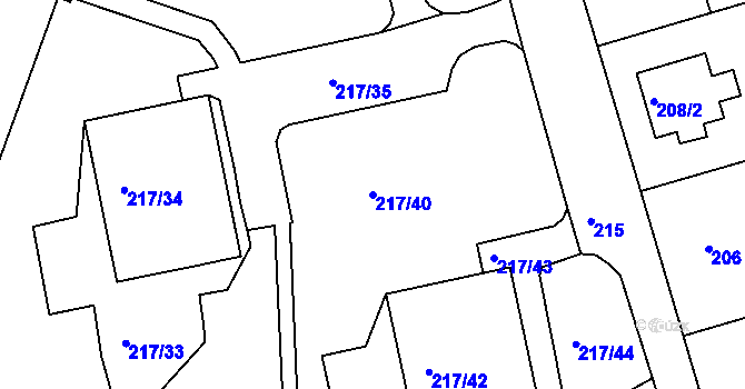 Parcela st. 217/40 v KÚ Františkov u Liberce, Katastrální mapa