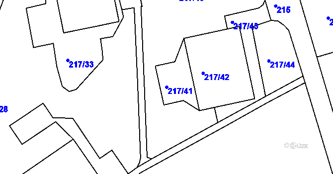 Parcela st. 217/41 v KÚ Františkov u Liberce, Katastrální mapa