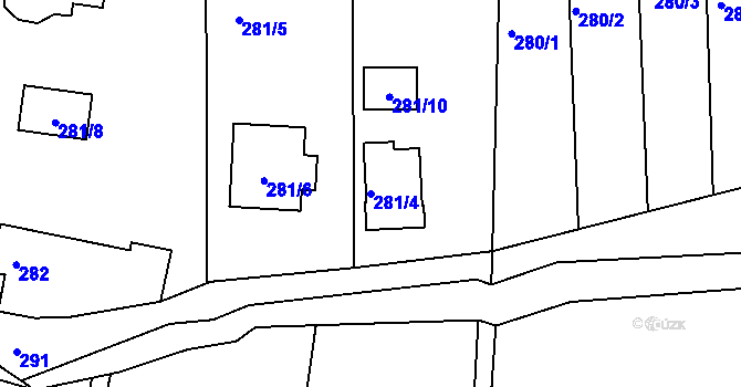 Parcela st. 281/4 v KÚ Františkov u Liberce, Katastrální mapa