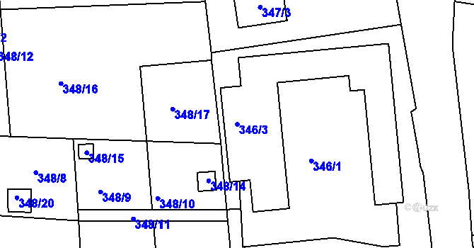 Parcela st. 346/3 v KÚ Františkov u Liberce, Katastrální mapa