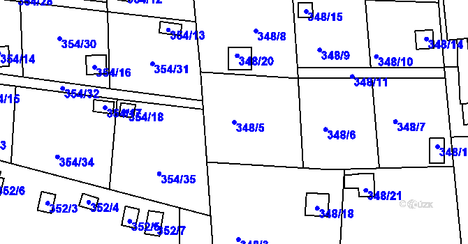 Parcela st. 348/5 v KÚ Františkov u Liberce, Katastrální mapa