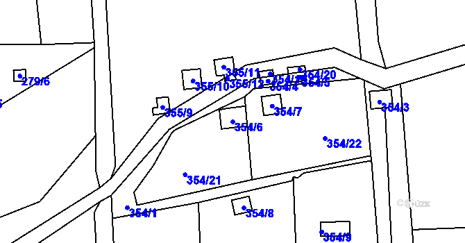 Parcela st. 354/6 v KÚ Františkov u Liberce, Katastrální mapa