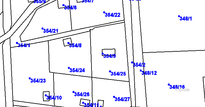 Parcela st. 354/9 v KÚ Františkov u Liberce, Katastrální mapa