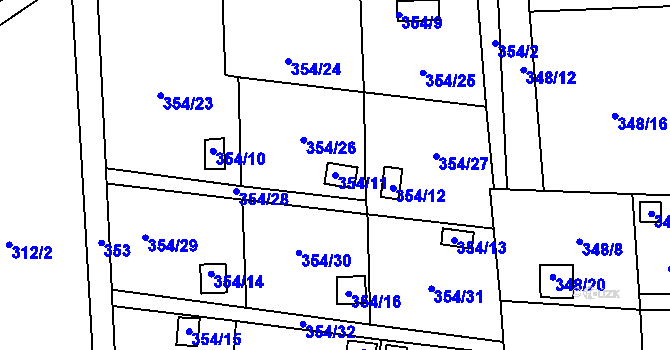 Parcela st. 354/11 v KÚ Františkov u Liberce, Katastrální mapa