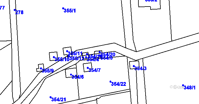 Parcela st. 354/20 v KÚ Františkov u Liberce, Katastrální mapa