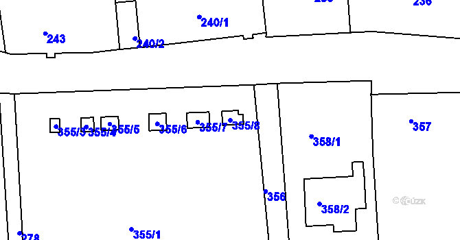 Parcela st. 355/8 v KÚ Františkov u Liberce, Katastrální mapa