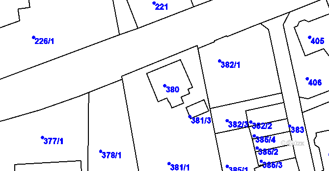 Parcela st. 380 v KÚ Františkov u Liberce, Katastrální mapa