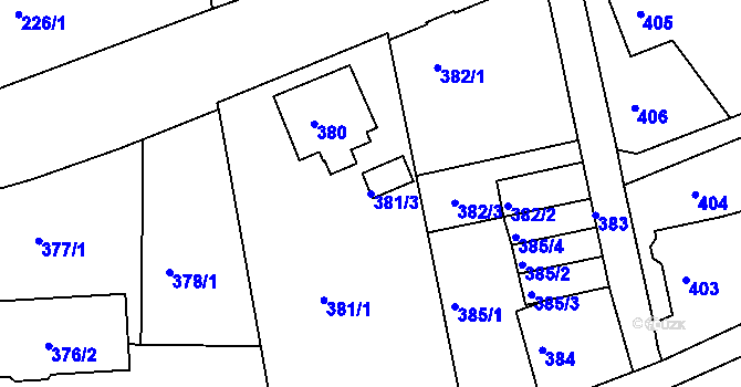 Parcela st. 381/3 v KÚ Františkov u Liberce, Katastrální mapa