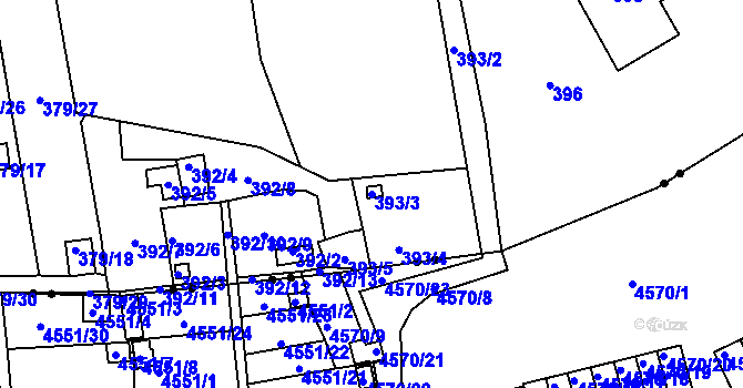 Parcela st. 393/3 v KÚ Františkov u Liberce, Katastrální mapa