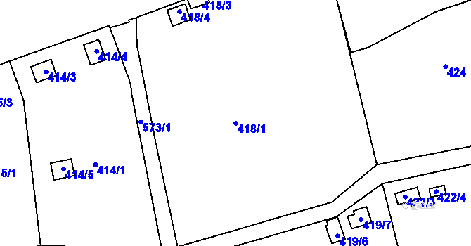 Parcela st. 418/1 v KÚ Františkov u Liberce, Katastrální mapa