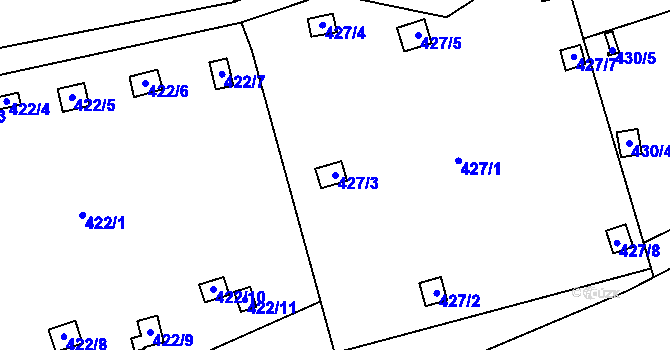 Parcela st. 427/3 v KÚ Františkov u Liberce, Katastrální mapa
