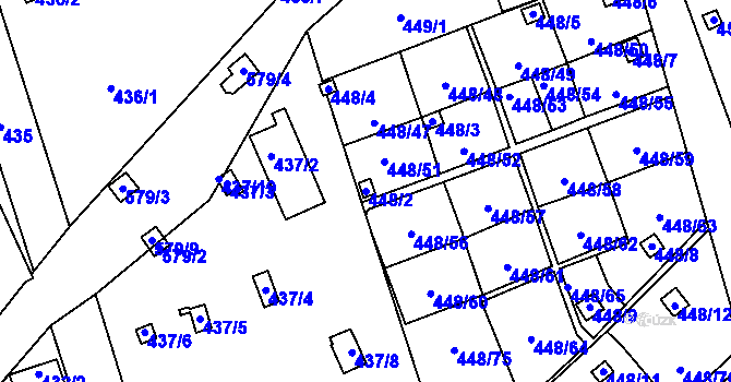Parcela st. 448/2 v KÚ Františkov u Liberce, Katastrální mapa