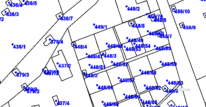 Parcela st. 448/3 v KÚ Františkov u Liberce, Katastrální mapa