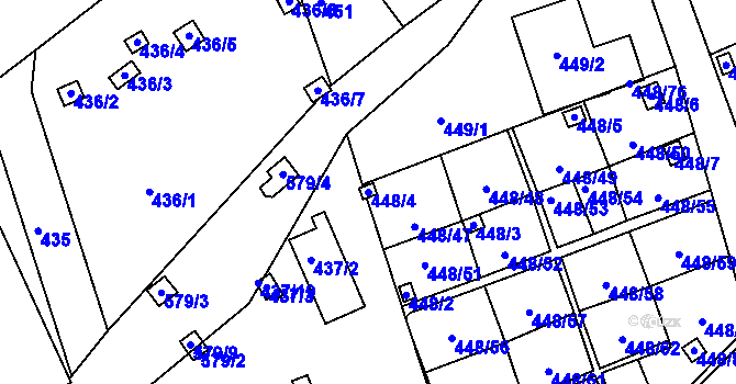 Parcela st. 448/4 v KÚ Františkov u Liberce, Katastrální mapa