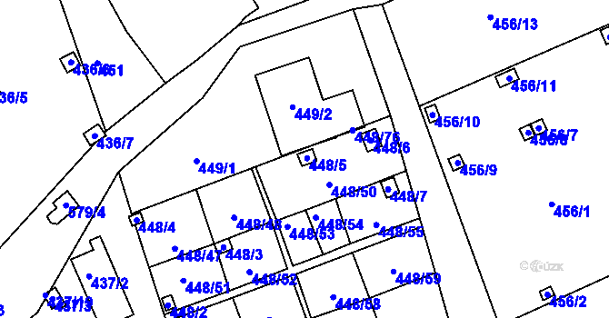 Parcela st. 448/5 v KÚ Františkov u Liberce, Katastrální mapa