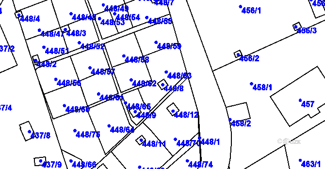 Parcela st. 448/8 v KÚ Františkov u Liberce, Katastrální mapa
