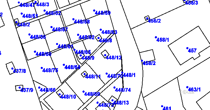 Parcela st. 448/12 v KÚ Františkov u Liberce, Katastrální mapa