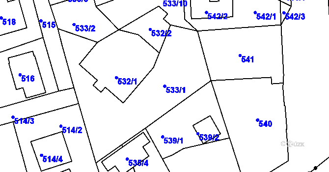 Parcela st. 533/1 v KÚ Františkov u Liberce, Katastrální mapa
