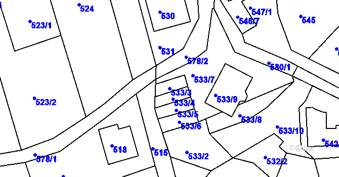 Parcela st. 533/3 v KÚ Františkov u Liberce, Katastrální mapa