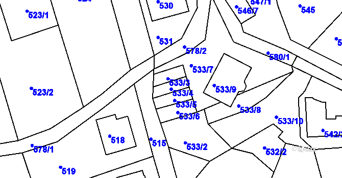 Parcela st. 533/4 v KÚ Františkov u Liberce, Katastrální mapa