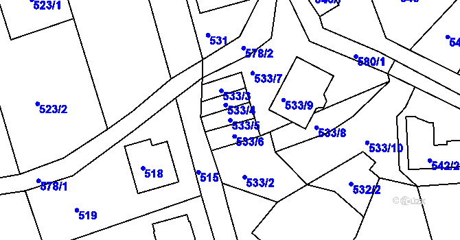 Parcela st. 533/5 v KÚ Františkov u Liberce, Katastrální mapa