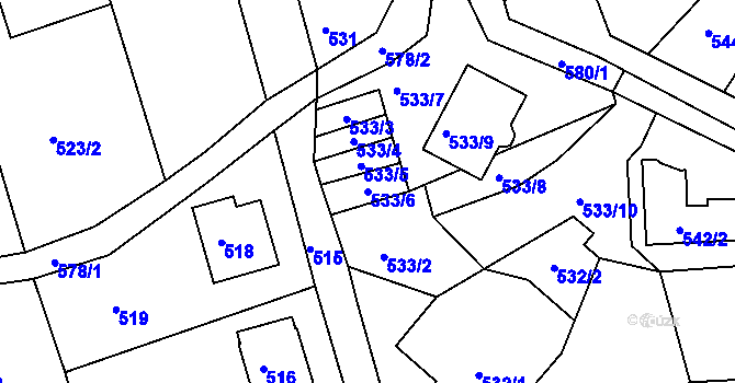 Parcela st. 533/6 v KÚ Františkov u Liberce, Katastrální mapa