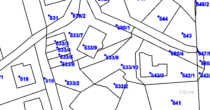 Parcela st. 533/8 v KÚ Františkov u Liberce, Katastrální mapa