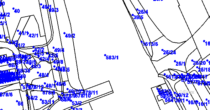Parcela st. 583/1 v KÚ Františkov u Liberce, Katastrální mapa