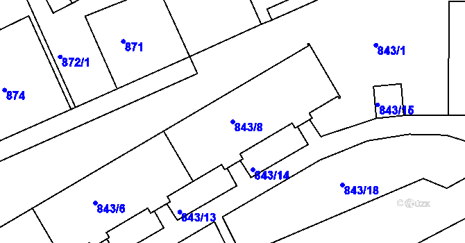 Parcela st. 843/8 v KÚ Františkov u Liberce, Katastrální mapa