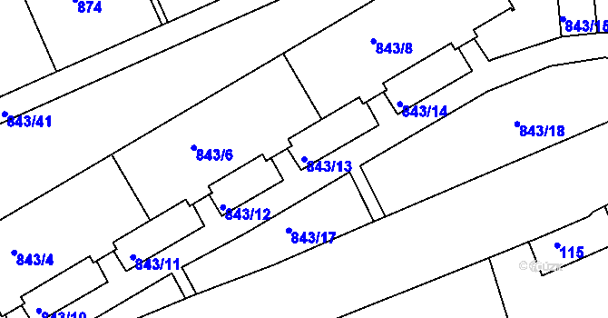 Parcela st. 843/13 v KÚ Františkov u Liberce, Katastrální mapa