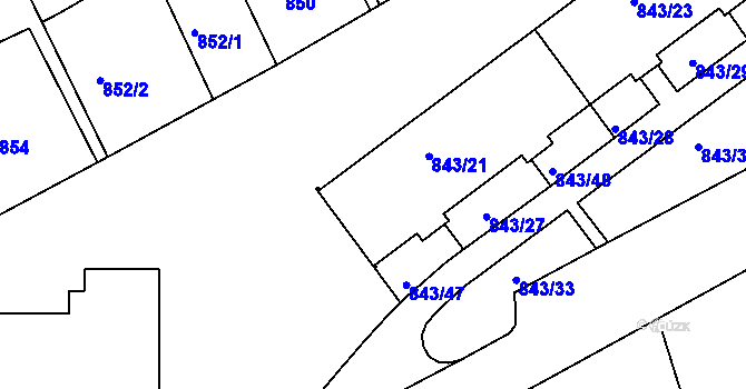 Parcela st. 843/21 v KÚ Františkov u Liberce, Katastrální mapa
