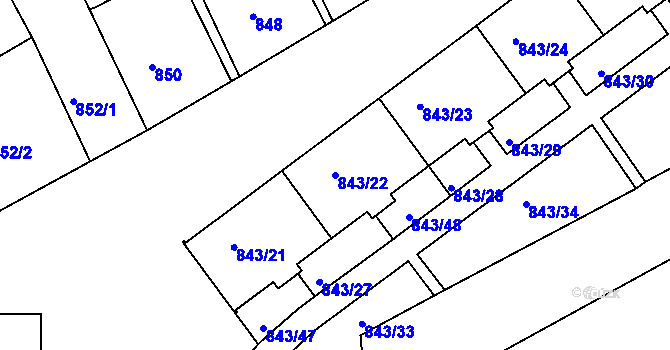 Parcela st. 843/22 v KÚ Františkov u Liberce, Katastrální mapa