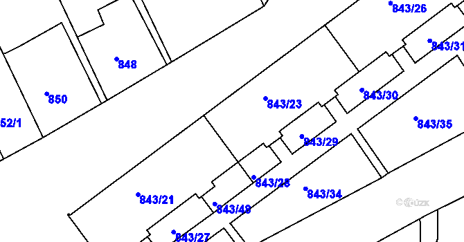 Parcela st. 843/23 v KÚ Františkov u Liberce, Katastrální mapa
