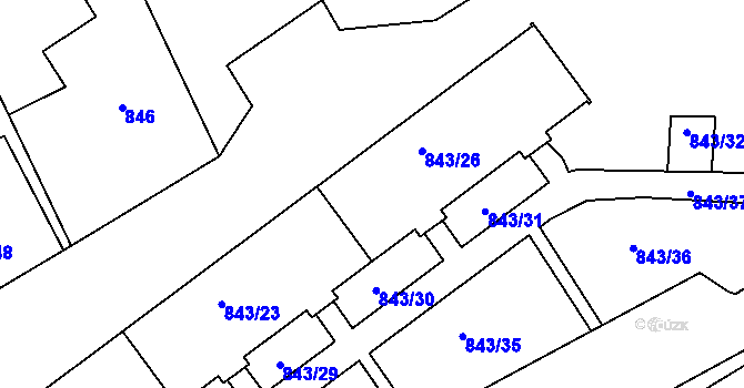 Parcela st. 843/25 v KÚ Františkov u Liberce, Katastrální mapa