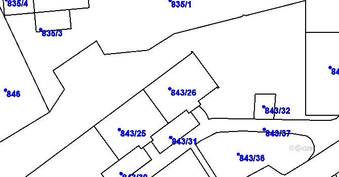 Parcela st. 843/26 v KÚ Františkov u Liberce, Katastrální mapa
