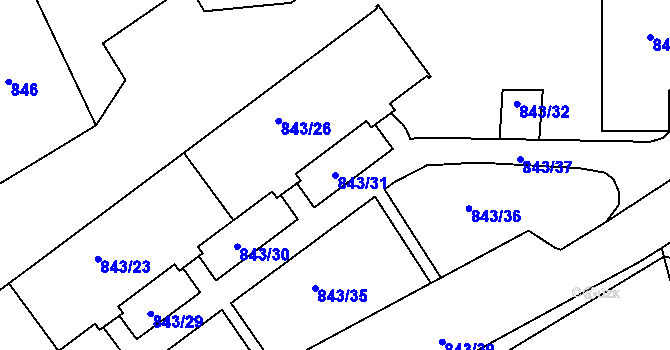 Parcela st. 843/31 v KÚ Františkov u Liberce, Katastrální mapa
