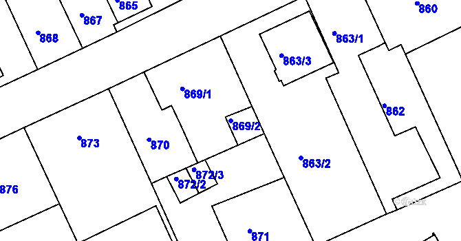 Parcela st. 869/2 v KÚ Františkov u Liberce, Katastrální mapa