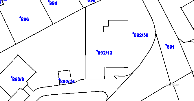Parcela st. 892/13 v KÚ Františkov u Liberce, Katastrální mapa