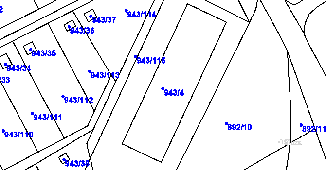Parcela st. 943/2 v KÚ Františkov u Liberce, Katastrální mapa
